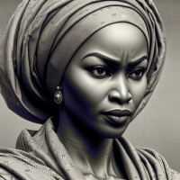 Create a realistic picture of a Nigerian lady who looks manipulative, and like to contoll other people 