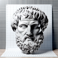Create the head of Aristotle make the hear very cozy ,clear, bright background, in white and black colour, make it realistic,  showing clearly all the  contours and realistic 